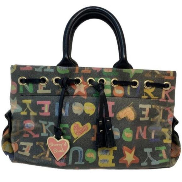 Dooney & Bourke Women's Vintage Grafitti Crayon Hearts Satchel Handbag - Picture 1 of 5